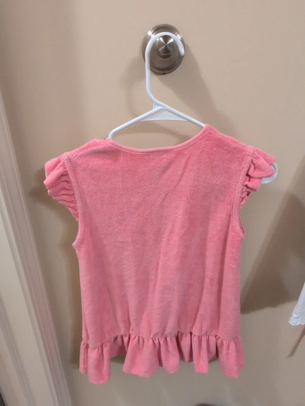 The Beaufort Bonnet Company 8 Pink Ruffle Terry Cloth Swim Coverup
